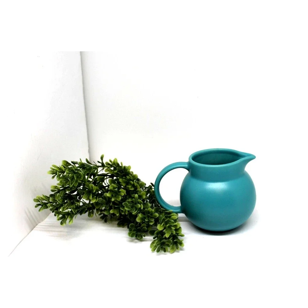 Corelle Coordinates Stoneware Pitcher/Vase Turquoise Blue 2.5